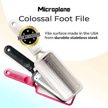 Microplane Colossal Foot File Scraper - The Original Stainless Steel Foot Rasp, Dead Skin/Callus Remover for Feet, Gentle Foot Scrubber, Pedicure Tools for Salon-Quality Foot Care, White