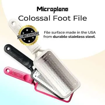 Microplane Colossal Foot File Scraper - The Original Stainless Steel Foot Rasp, Dead Skin/Callus Remover for Feet, Gentle Foot Scrubber, Pedicure Tools for Salon-Quality Foot Care, White