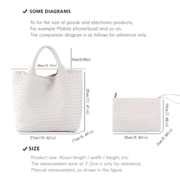 Stylish JINMANXUE Vegan Woven Tote Bag in Creamy White
