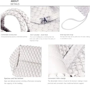 Stylish JINMANXUE Vegan Woven Tote Bag in Creamy White