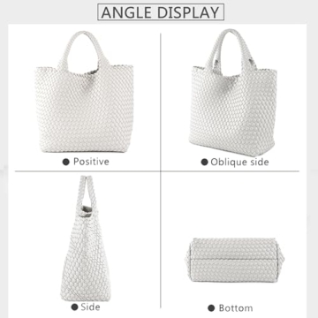 Stylish JINMANXUE Vegan Woven Tote Bag in Creamy White