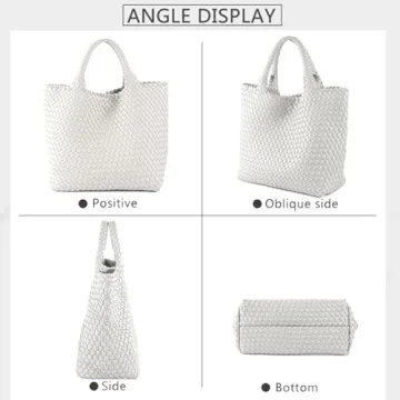 Stylish JINMANXUE Vegan Woven Tote Bag in Creamy White