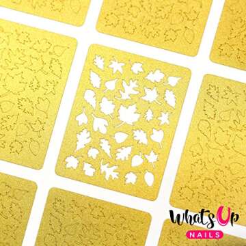 Whats Up Nails Leaves Vinyl Stencils - 12 Unique Designs for DIY Nail Art
