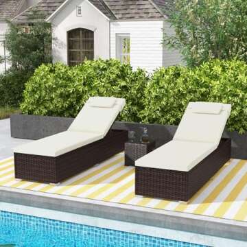 Tangkula Patio Chaise Lounge Set - Adjustable Comfort for Outdoors