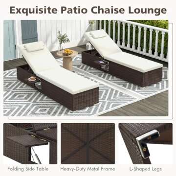 Tangkula Patio Chaise Lounge Set - Adjustable Comfort for Outdoors