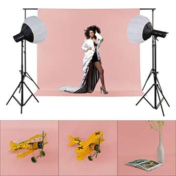 Joccun 5X7FT Light Pink Backdrop Background for Photography,Polyester Backdrop Curtain Background Screen for Photography,Photoshoot,Video Recording,Studio(5X7ft,Light Pink)