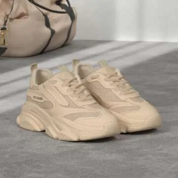 Steven Madden Women's Possesion Sneaker, TAN, 7.5