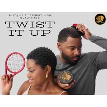 Twist Up Comb (Bond Black) - Alternative for Hair Sponges, Creates Curls and Twists for Black Men, Tennis Racket Design