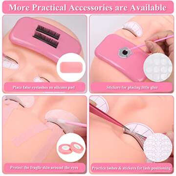 Lash Extension Kit for Beginners, Professional Eye Lashes Extension Kit with Everything: Lash Mannequin Head, Individual Eye Lashes, Glue, Tweezers Lash Extension Supplies for Training Makeup Practice