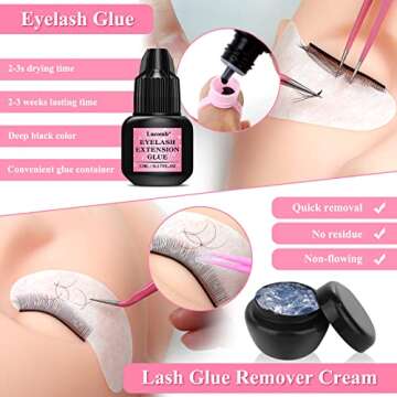 Lash Extension Kit for Beginners, Professional Eye Lashes Extension Kit with Everything: Lash Mannequin Head, Individual Eye Lashes, Glue, Tweezers Lash Extension Supplies for Training Makeup Practice