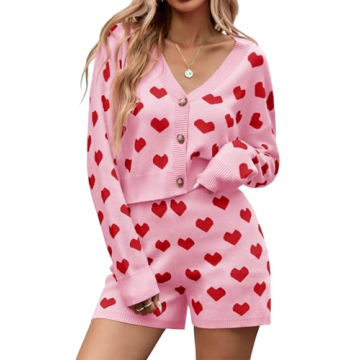 Chic and Cozy Valentine's Day Heart Knit Sweater Set