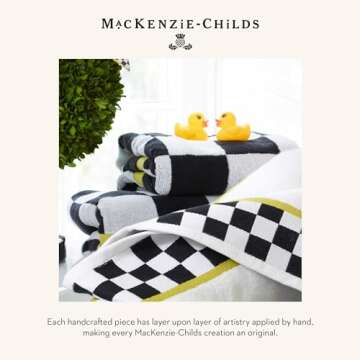 MacKenzie-Childs Bath Rug Cotton Black-and-White Check Mat