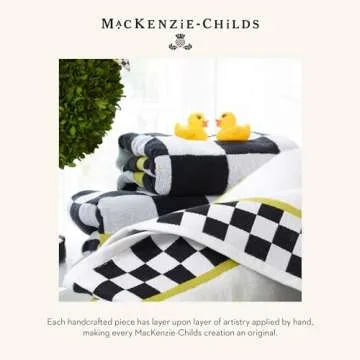 MacKenzie-Childs Bath Rug Cotton Black-and-White Check Mat