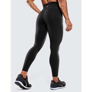CRZ YOGA Women's Hugged Feeling Compression Leggings 25 Inches - Thick High Waisted Tummy Control Wo...