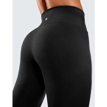 CRZ YOGA Women's Hugged Feeling Compression Leggings 25 Inches - Thick High Waisted Tummy Control Workout Pants Tights Black Medium