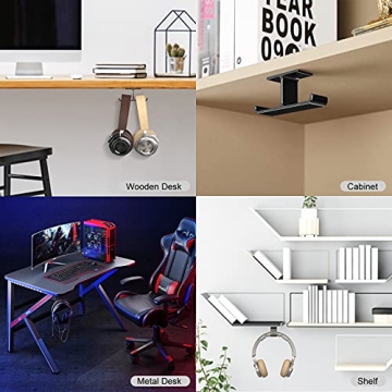 Dual Headset Hanger Under Desk - Universal & Sturdy Mount