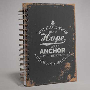 Christian Art Gifts Large Hardcover Notebook/Journal | Hope As An Anchor – Hebrews 6:19 Bible Verse | Vintage Inspirational Wire Bound Spiral Notebook w/192 Lined Pages, 6” x 8.25”