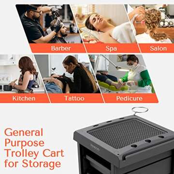 TASALON Salon Trolley Cart for Salon Station - Space Saving Salon Rolling Cart for Extra Storage - Hair Salon Beauty Cart - 6-Tray Salon Cart - Multipurpose Tool Cart - Tattoo Tray