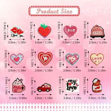 mortd 12Pcs Valentine's Day Silicone Focal Beads, Valentine's Day Heart Silicone Beads XOXO Focal Be...