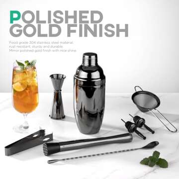 Homestia Black Cocktail Shaker Set, 8 PCS Bartender Kit with All Essential Accessory Tools, 20oz Mar...