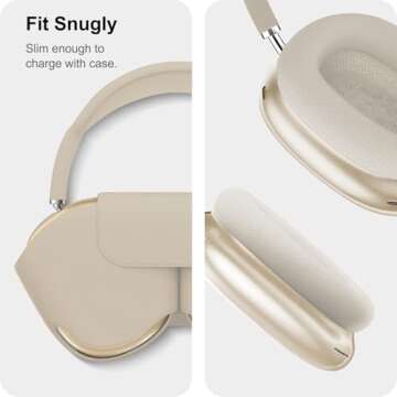 MOLOPPO Case Cover for AirPods Max Headphones, Silicone Ear Pad/Headband Cover/Clear Soft TPU Ear Cups Cover, [3 in 1] Accessories Protector for Apple AirPod Max (2024/2020),Starlight