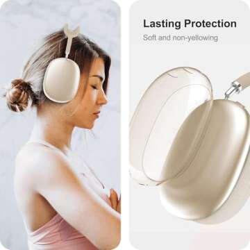 MOLOPPO Case Cover for AirPods Max Headphones, Silicone Ear Pad/Headband Cover/Clear Soft TPU Ear Cups Cover, [3 in 1] Accessories Protector for Apple AirPod Max (2024/2020),Starlight