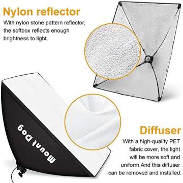 MOUNTDOG Softbox Lighting Kit 20"X28" Professional Photography Continuous Photo Studio Equipment wit...