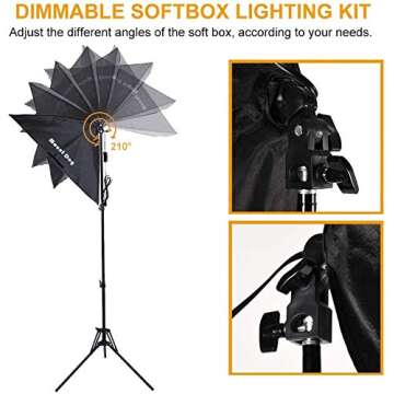 MOUNTDOG Softbox Lighting Kit 20"X28" Professional Photography Continuous Photo Studio Equipment with 2pcs 95W E27 Socket 5500K Video Lighting Bulb for Filming Portraits Shoot