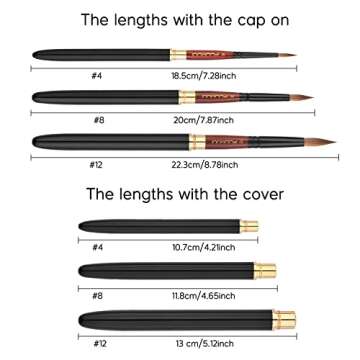 Kolinsky Travel Watercolor Brushes, Fuumuui 3Pcs Plein Air Elegant Kolinsky Sable Watercolor Brushes with Pocket Size Leather Pouch Perfect for Watercolor Gouache Ink Painting