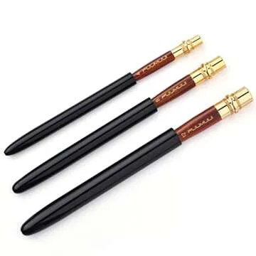 Kolinsky Travel Watercolor Brushes, Fuumuui 3Pcs Plein Air Elegant Kolinsky Sable Watercolor Brushes with Pocket Size Leather Pouch Perfect for Watercolor Gouache Ink Painting