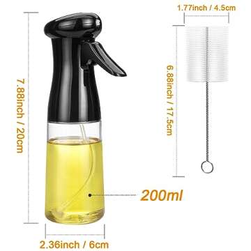 Showvigor Olive Oil Sprayer for Cooking,200 ml Food Grade Olive Oil Spray Bottle Premium Oil Mister with Brush Oil Sprayer for Air Fryer, BBQ, Salad, Baking,Grilling Kitchen Tools