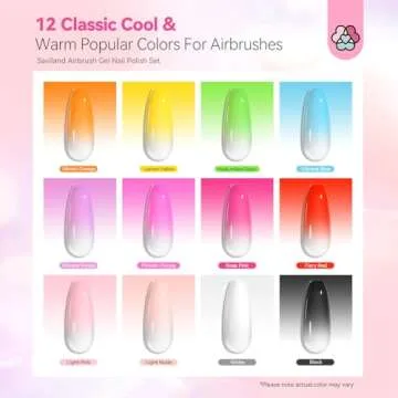 SAVILAND Airbrush Gel Nail Polish: 12 vitality Colors Set with Fine Mist Nail for Color Spray Perfect Nail Polish Nail Art Design