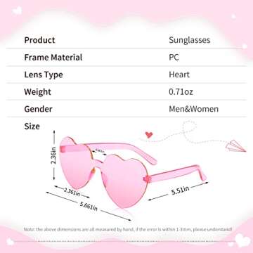 LUCKYCHRIS 14 Pcs Heart Sunglasses - Colorful Heart-Shaped Fun Pack