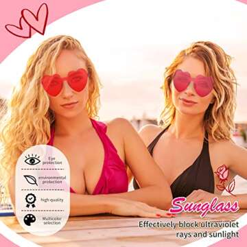 LUCKYCHRIS 14 Pcs Heart Sunglasses for Fun Parties