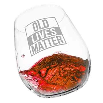 DU VINO Old Lives Matter Stemless Wine Glass - Gift for Seniors