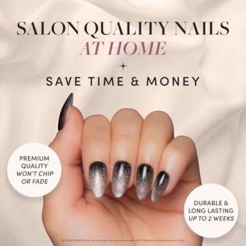 Beetlejuice Beetlejuice™ x Glamnetic Press On Nails - Black & Gray Velvet Short Almond False Nails...