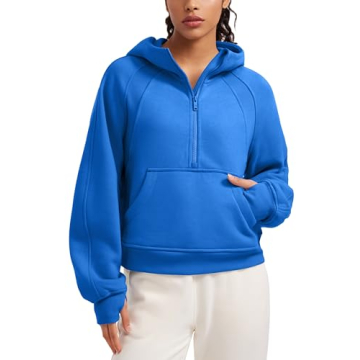 CRZ YOGA Womens Fleece Lined Half Zip Hoodies Pullover Oversized Long Sleeve Casual Workout Sweatshi...