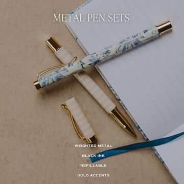 Sweet Water Decor Inspirational Metal Pen Set - Stylish Gift for Writers