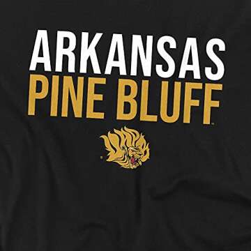 University of Arkansas at Pine Bluff Official Stacked Unisex Youth T Shirt,Black, X-Large