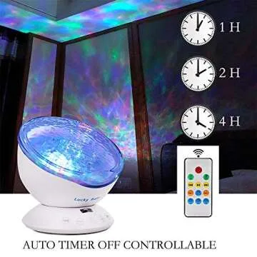Lucky Rain Ocean Wave Night Light Projector with Music Player Romantic Color Changing LED Party Deco...