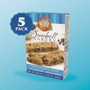 Sunbelt Bakery Chocolate Chip Chewy Granola Bars, 50 - 1.0 OZ Bars (5 Boxes)