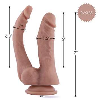 Hismith 7" Double Penis Silicone Dildo for Premium Sex Machine with KlicLok System - Intermediate Series