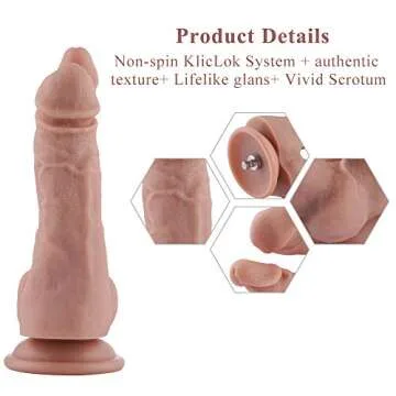 Hismith 7" Double Penis Silicone Dildo for Premium Sex Machine with KlicLok System - Intermediate Series