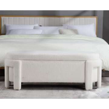 Kmax Modern Faux Fur Storage Ottoman Bench for Any Space