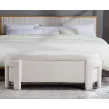 Kmax Modern Faux Fur Storage Ottoman Bench for Any Space