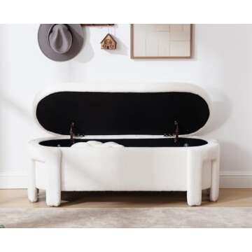 Kmax Modern Faux Fur Storage Ottoman Bench for Any Space