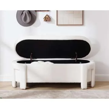 Kmax Modern Faux Fur Storage Ottoman Bench for Any Space