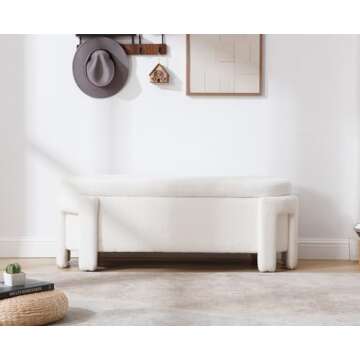 Kmax Modern Faux Fur Storage Ottoman Bench for Any Space