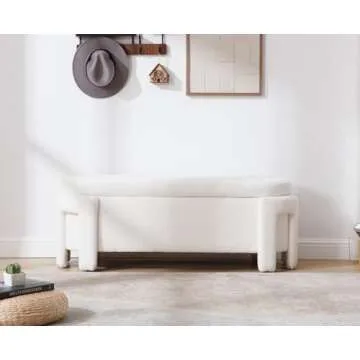 Kmax Modern Faux Fur Storage Ottoman Bench for Any Space