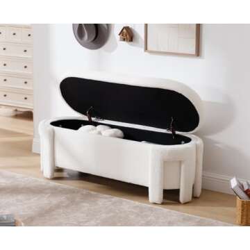Kmax Modern Faux Fur Storage Ottoman Bench for Any Space